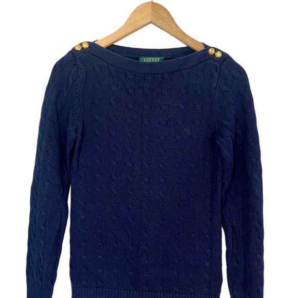 Ralph Lauren Navy Sweater with Gold Button Detail - Picture 1 of 9